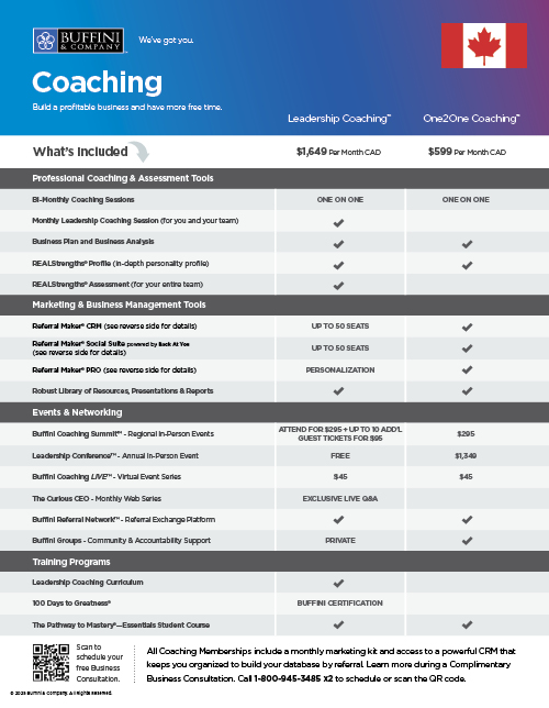 Canadian Coaching Membership Flyer