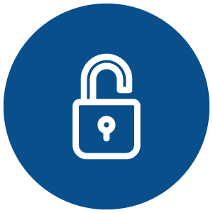 An icon of lock on a blue background